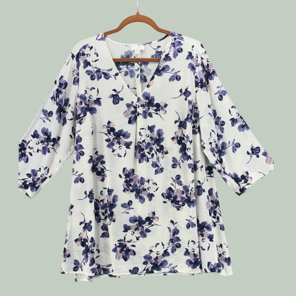 J Jill Womens Tunic Top Size 1x Flowy Lighweight Relax Feminine Bloomcore